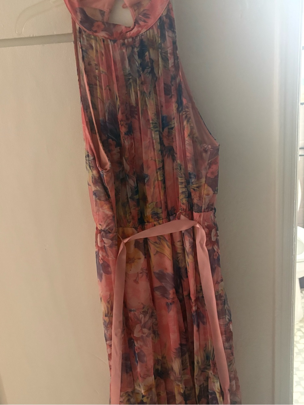 Floral Coral Pink Sleeveless Maxi Dress